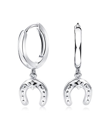 Horseshoe Hang Shaped Silver Hoop Earring HO-2525